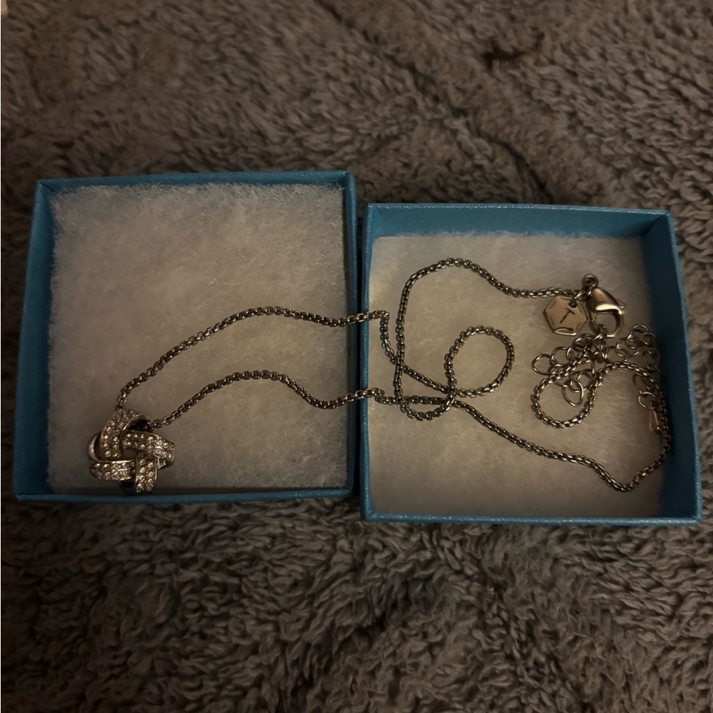 Touchstone crystal Love Knot Pendant Necklace with swavorski crystals